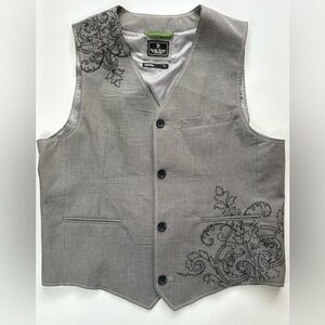 Marc Eckō‎ VTG Vest Eckō Unlimited Grey Navy Pinstriped Embroidered Size XL